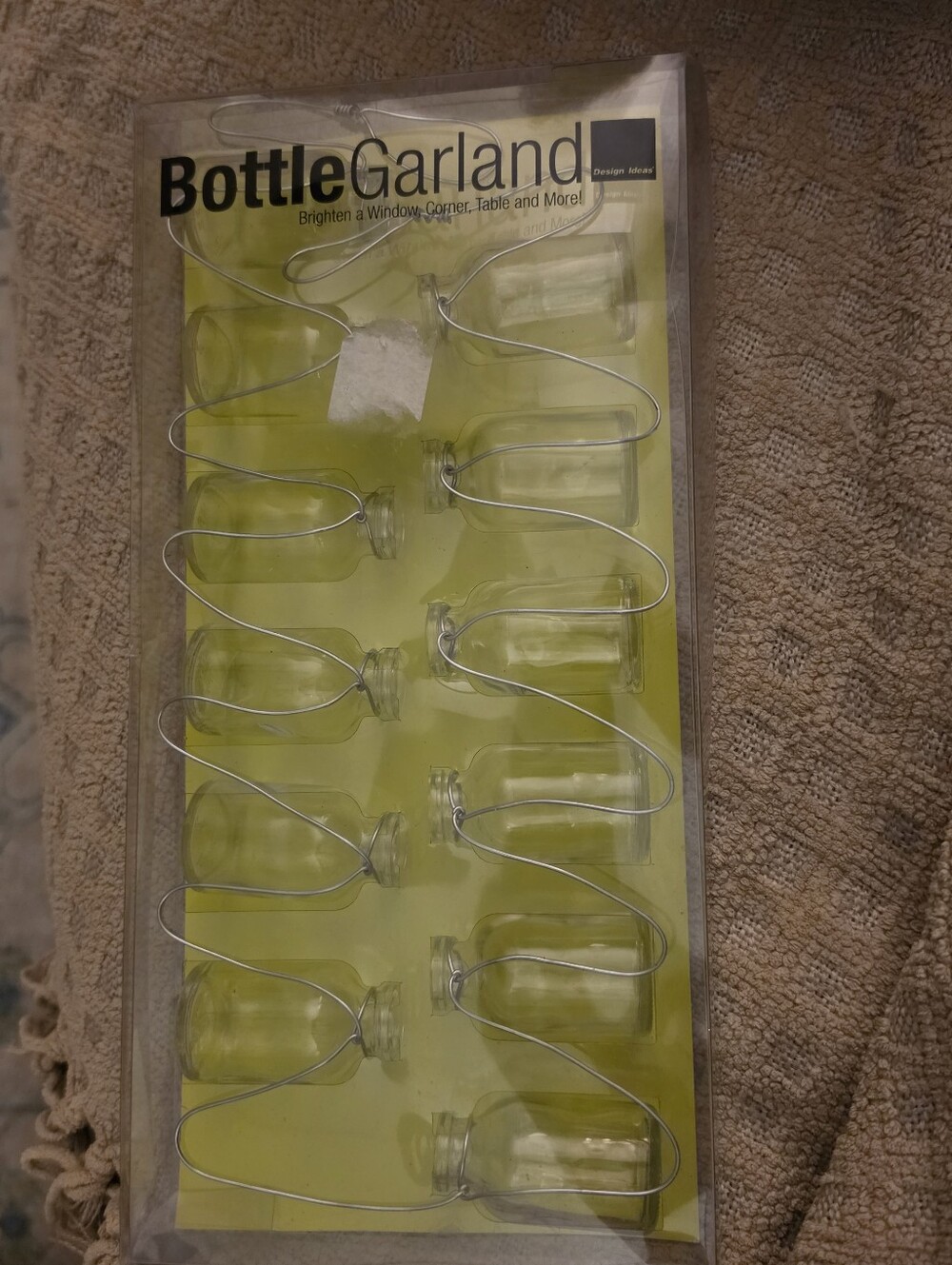 Vintage Design Ideas Bottle Garland Glass Bud Vase Hanging Decor 5ft NEW NIP